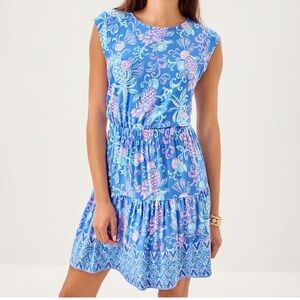 Lilly Pulitzer Blue Tropical Pineapple Sleeveless Dress